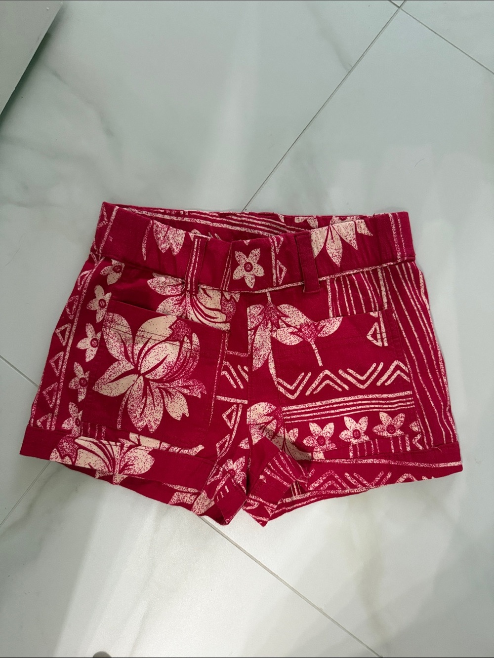 Free People Red Floral Print Women's Shorts